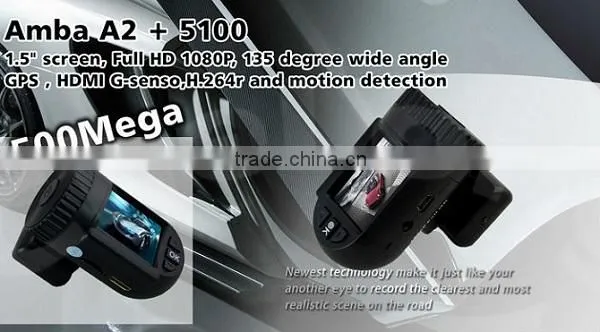 2014 The Best Mini Size 0801 Ambarella 1080p GPS Manual Car Camera HD DVR