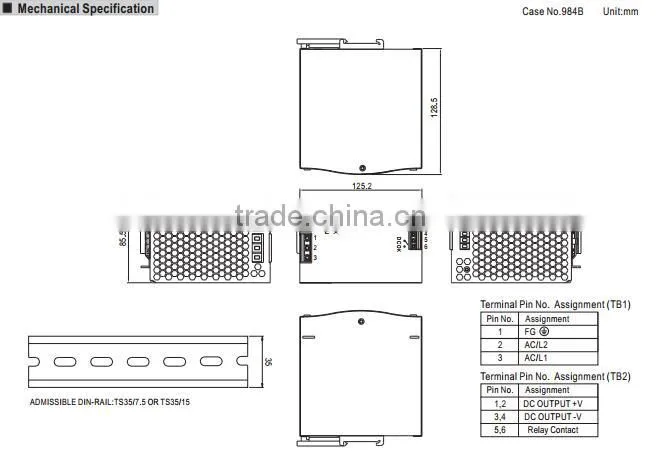 Mean well 480w 48V Din Rail power supply UL CE CB EMC WDR-480-48