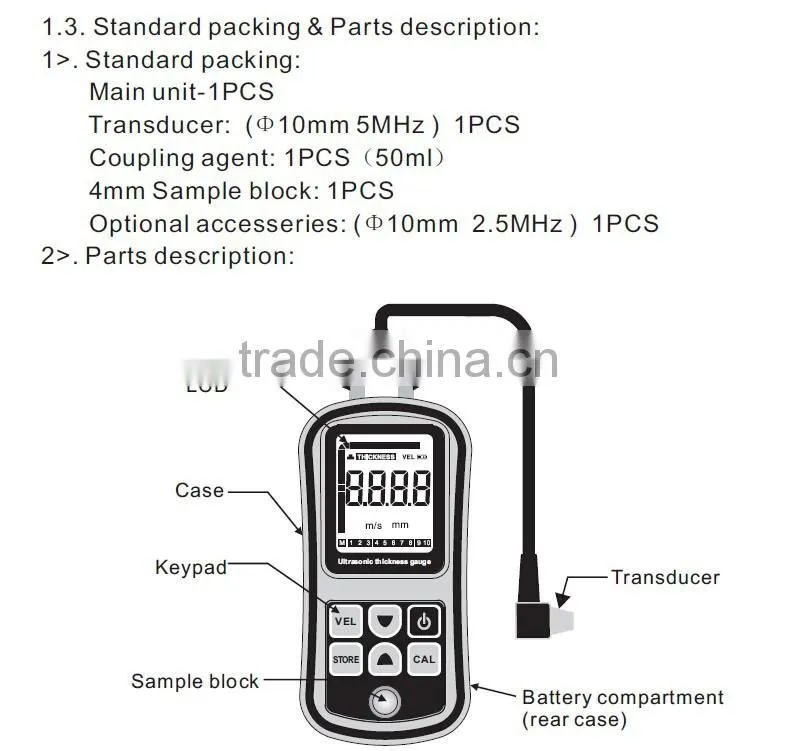digital measurement and analysis thickness gauge coating paint ultrosonic thickness meter S-UG63