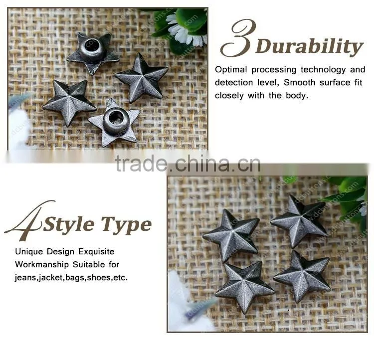 Star Shape Jeans Rivet, Decorative Customized Garment Rivets For Jean