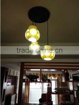 Asian E27 LED Vintage Pendant Light 3 Head Lamp Hanging Chinese Ceramic Loft Coffee Bar Restaurant Kitchen Lights