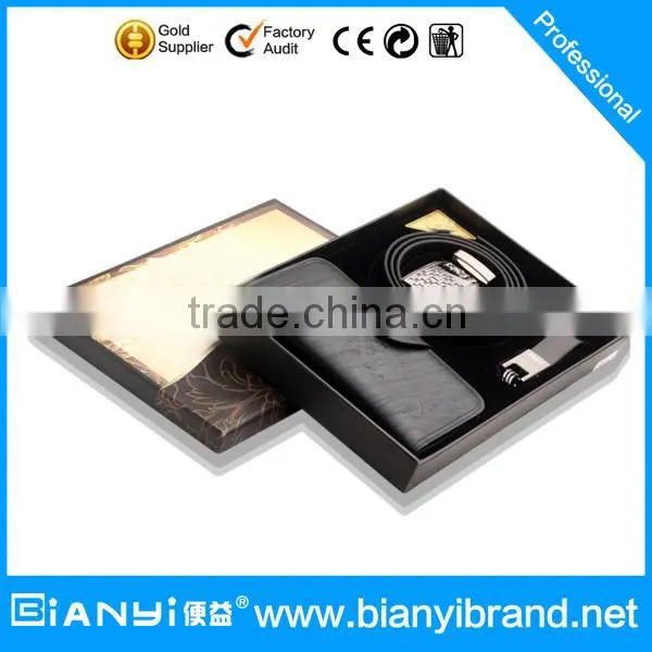 Hot Sale Fashion Cowhide Genuine Leather embossed Belt for Men Good quality with pin alloy buckle with handbag gift set