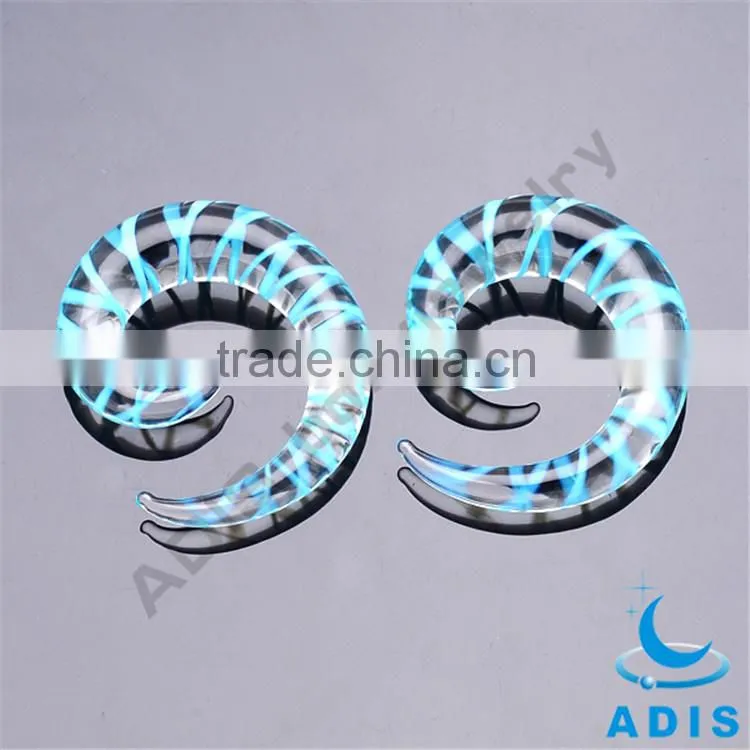Beautiful Glass Popular Fashion Transparent Blue Ear Spirals