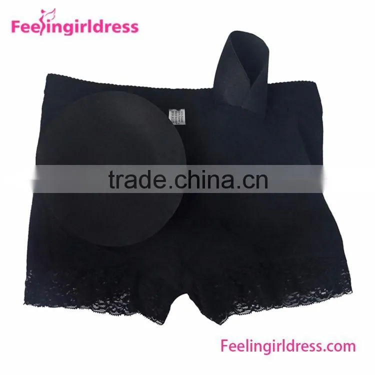Breathable Removable Pads Hip Up Foam Padded Panties Black