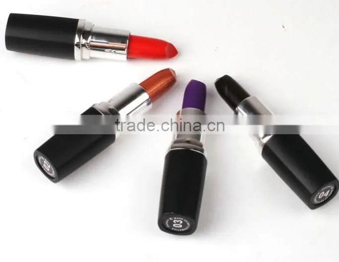 Wholesale High Quanlity Sexy Safe Black Purple Colors Brands Natural Matte Waterproof Lipstick