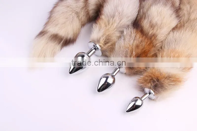dog tail vibrating metal anal plug ,lady and man fox's tail butt plug, dog tail anal plug, butt plug tail