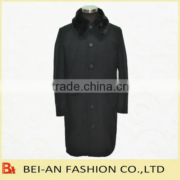 fake fur collar woolen coat for men