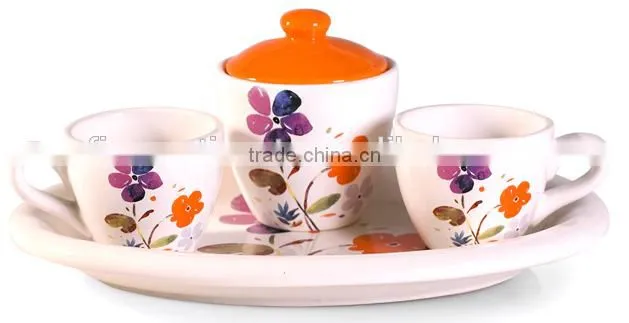 Italy romatic ceramic coffee cups with sugar bowl and saucers set