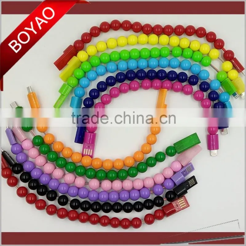 2016 popular Buddha Bead usb charging cable, wearable Bracelet usb charging cable, micro usb charging cable