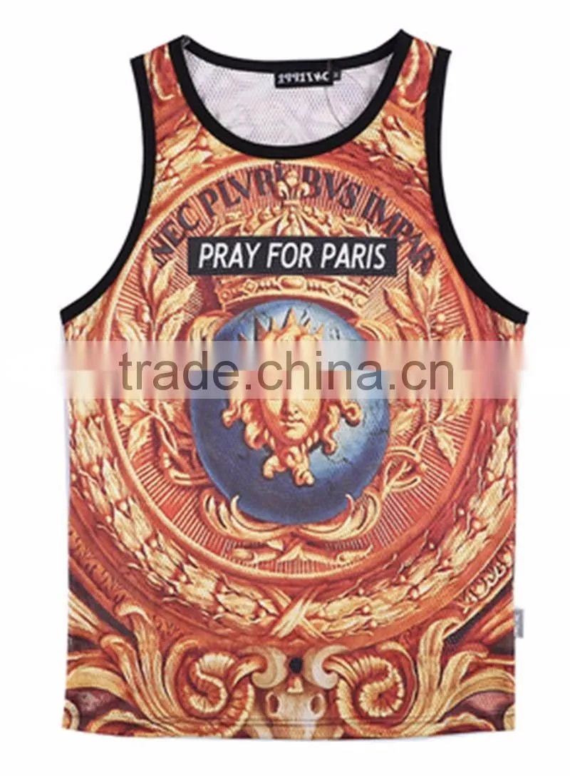 Hot Summer Mens new arrival custom sublimation gym vest 3D printing tank top