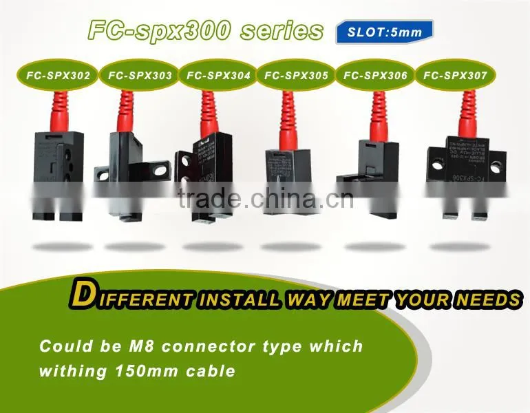 FC-spx300 series Fork Sensor, Groove Sensor/Slot Sensor , U shape sensors, 5mm slot, Different Install Way