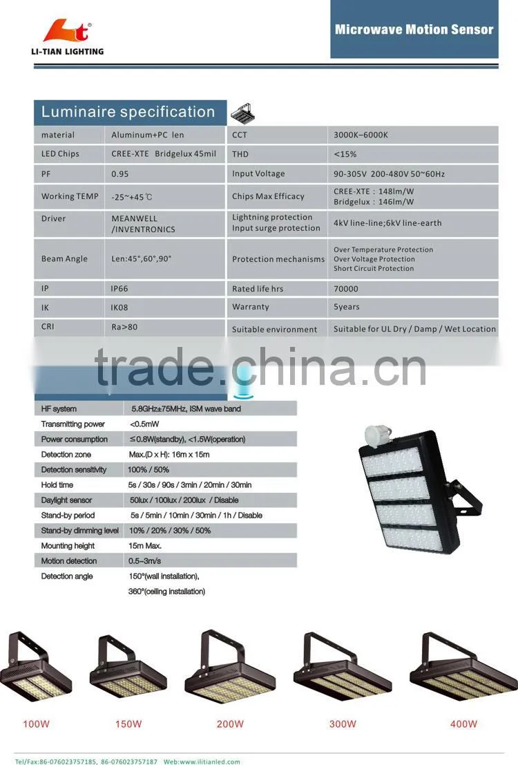 Factory odm excellent quality flood light led sensor light motion sensor light