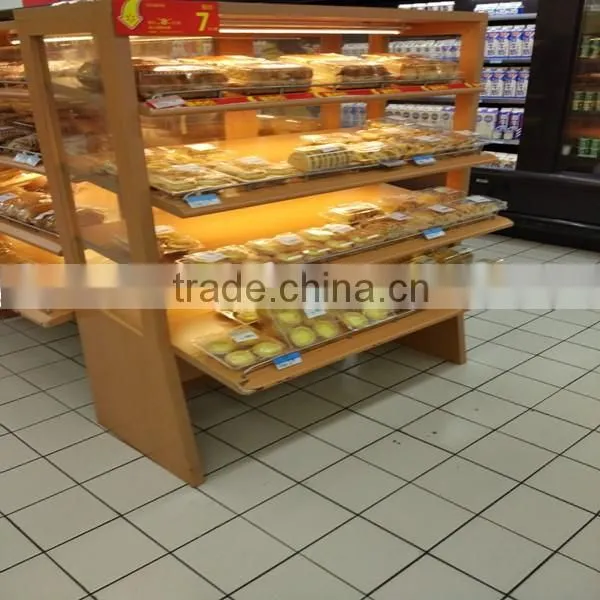 food display rack/wood bread display rack for supermarket and store