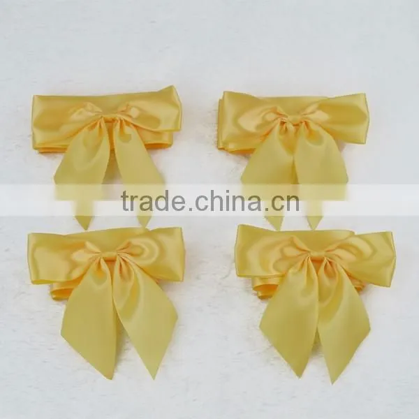 pre tied polyester satin ribbon bow with wire twist