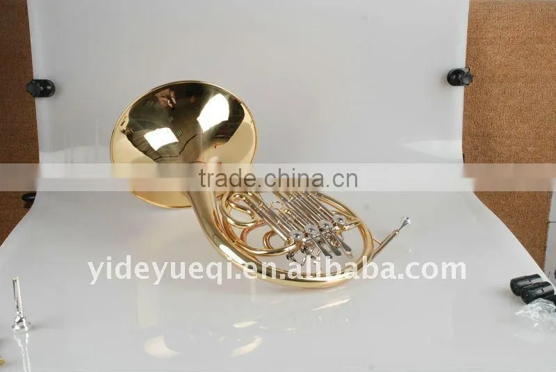 High quality yellow brass gold lacquer French horn