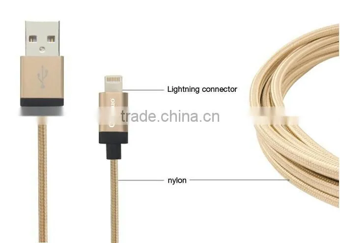 2016 New Fashinable Nylon Braided Cable Aluminum USB Charger Cable