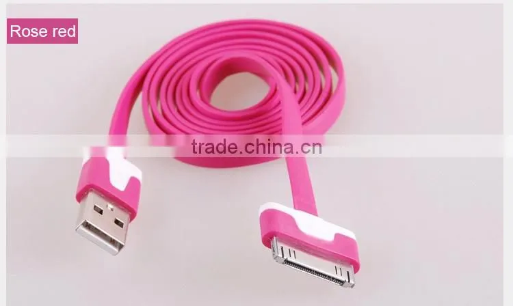 Noodle flat usb data charger cable for iphone 4