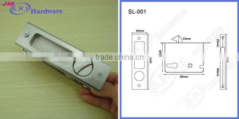 Hot sale rectangle zinc alloy sliding door lock , sliding door key lock , hidden door lock
