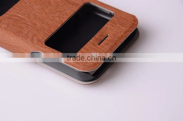 Double Sided Leather Case with Window for iphone 5 Case non Transparent