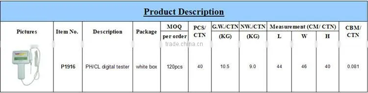 Automatic PH And Chlorine Digital Tester For Water