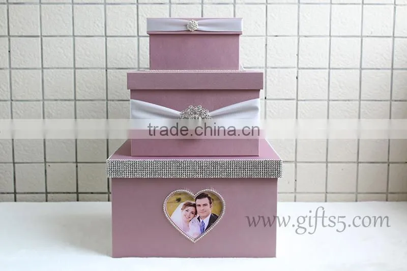 Elegant wedding gift card holder 3 tier white wedding card box wholesale