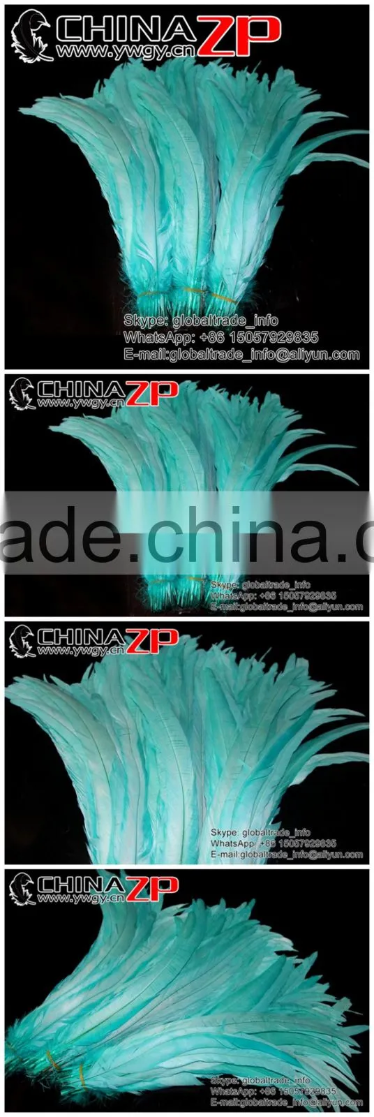 NO.1 Supplier CHINAZP Bulk Sale Selected Prime Quality Colored Light Lake Blue Fully Dyed Rooster Chicken Feathers