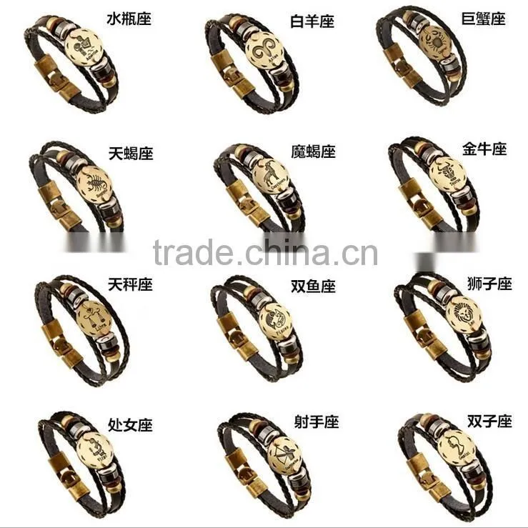 stainless steel leather wrap bracelet