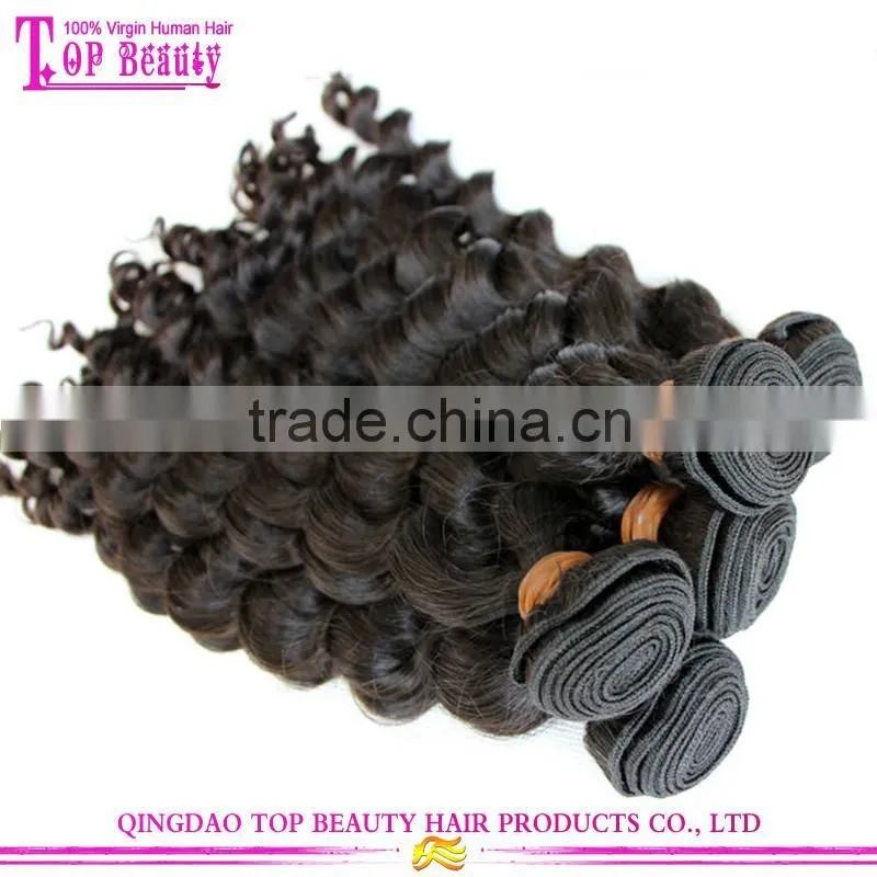 Double drawn 100% virgin real brazilian hair weft cheap deep wave human hair weft