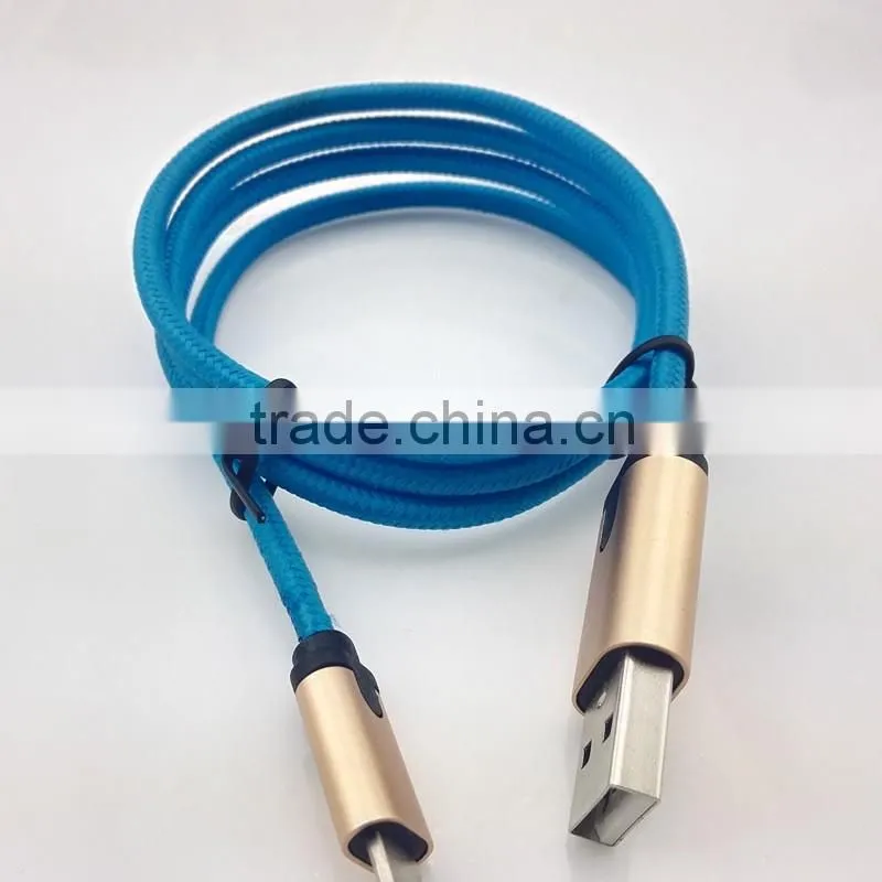 2016 braided mobile phone 2 in 1 USB cable&type C charging cable for smartphone