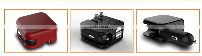 2 in 1 dual USB port wall and car mini usb car charger & wall charger for ip 3g/3gs/4g/4gs