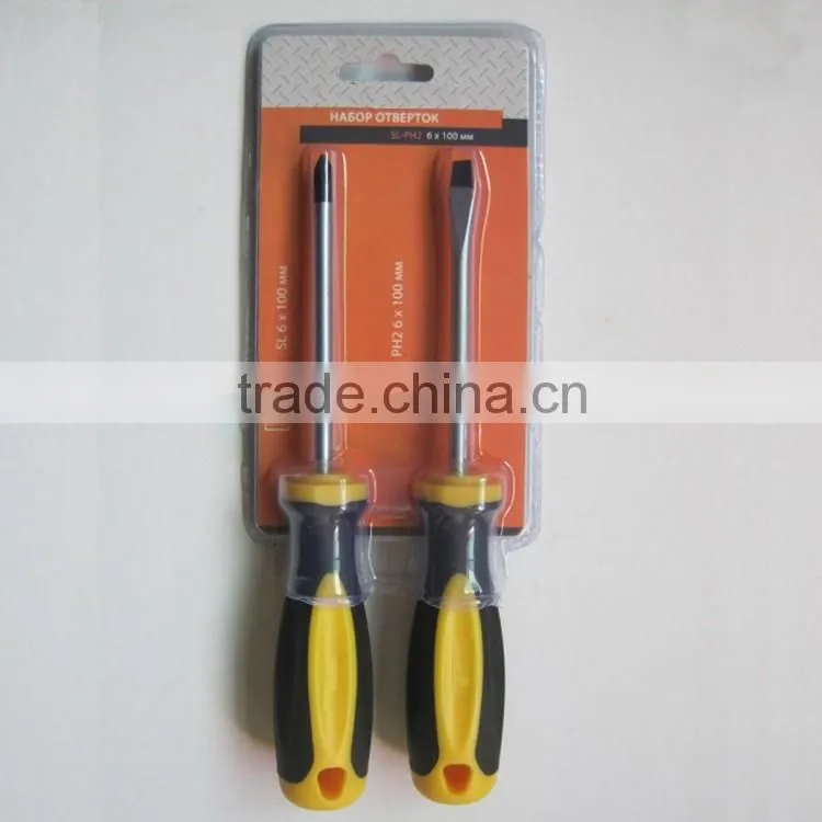 PP+TPR double color plastic handle, phillip, slotted screwdriver