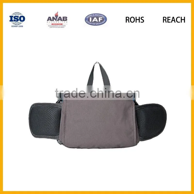 Fashionable Multilayer Nylon Material Cycling Zipper Waist Bag with Small Pocket for Mobile Phone