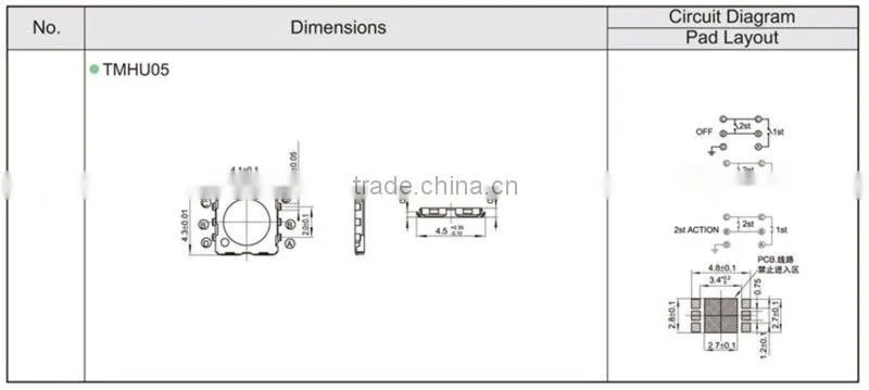 FTMHU05 4mm smd double action tactile micro touch screen smart wall switch
