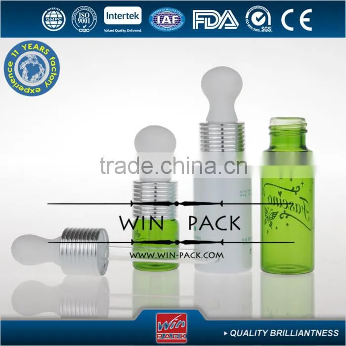 15ml 20ml green essential oil bottle with dropper and ribbed cap