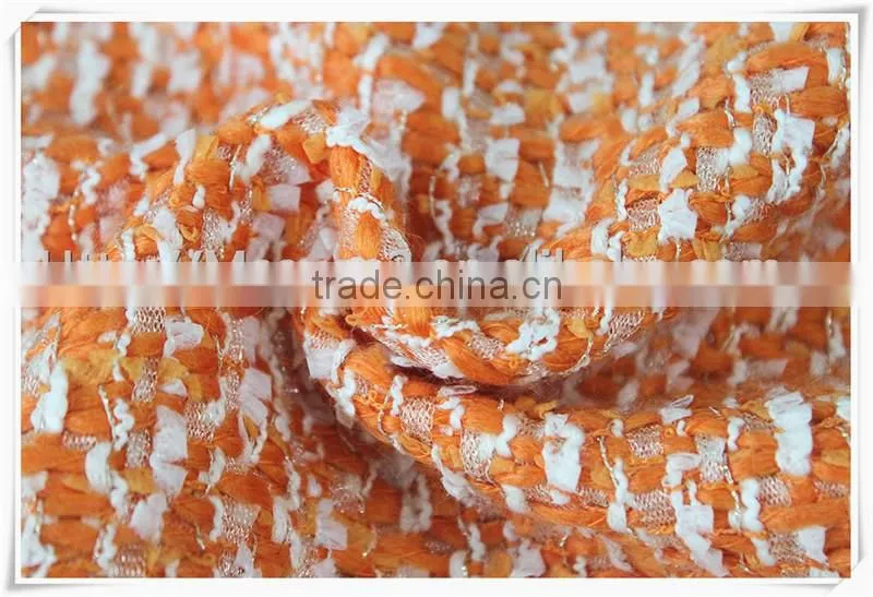 Widely Use orange Wool Polyester Tweed Fabric/thick tweed heavy woolen fabric