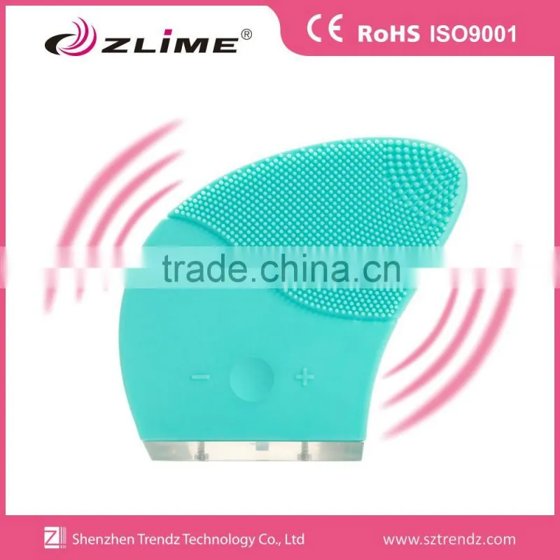 Build-in Li-ion Battery Rechargeable Silicone Facial cleansing vibration brush