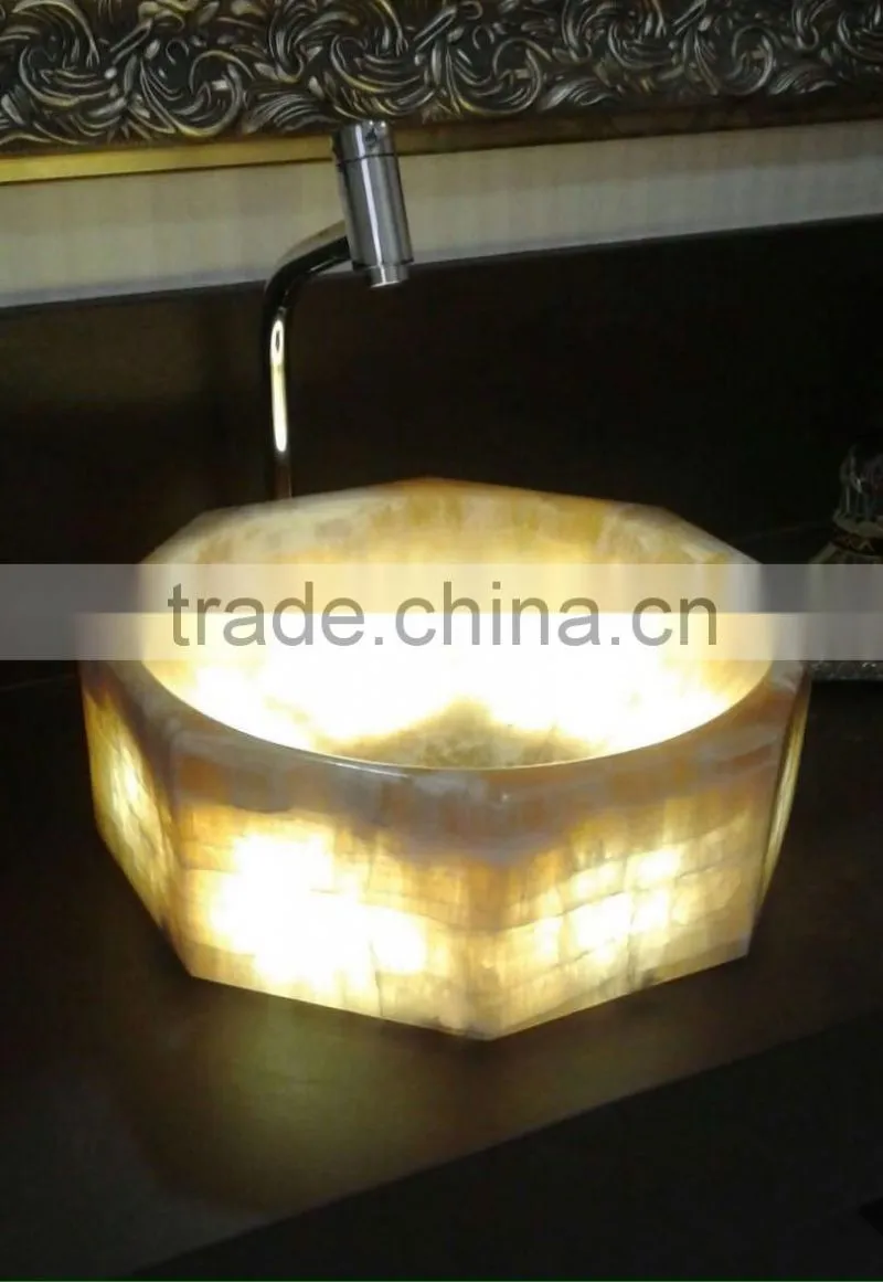 Yellow onyx bathroom sink countertop