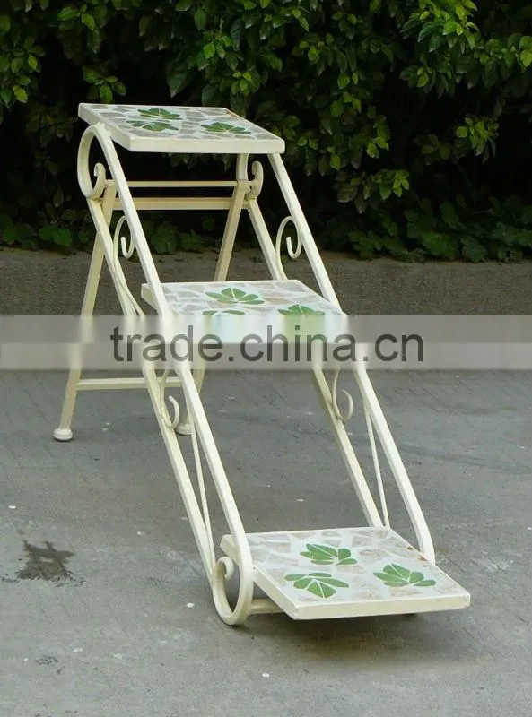Mosaic decorative iron flower shelf