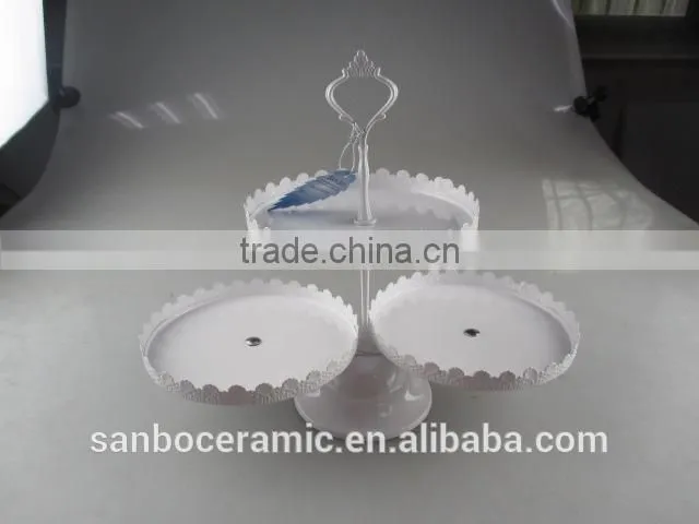 Lighted Acrylic Cake Stand , 2 Tier Cake Metal Stand in White Antique Color