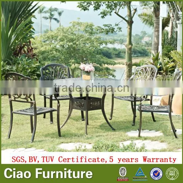 All weather cast aluminum outdoor dining table set garden furniture