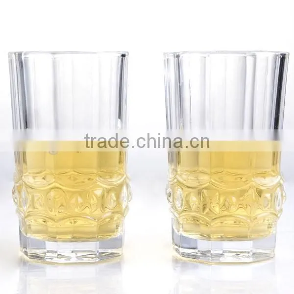 Hot machine made embossed wiskey glass