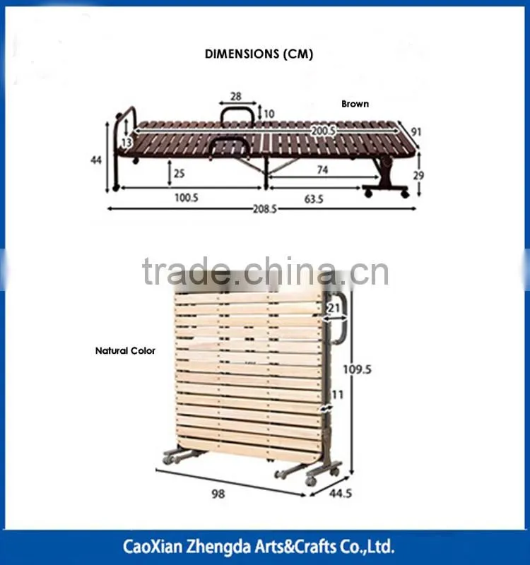 Folding Metal Single Bed With Wheels
