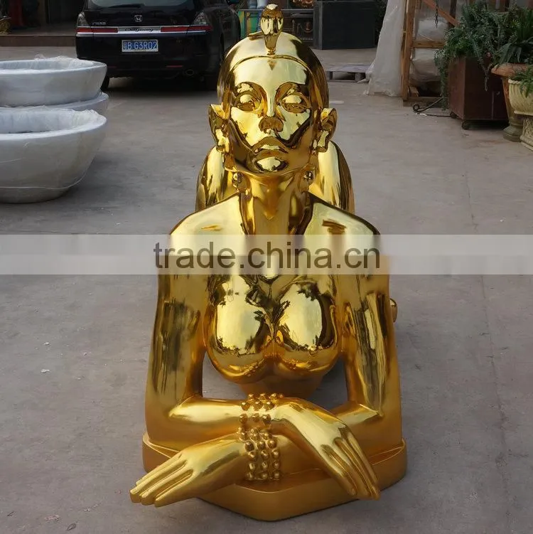 Electroplate lady landscape sculpture