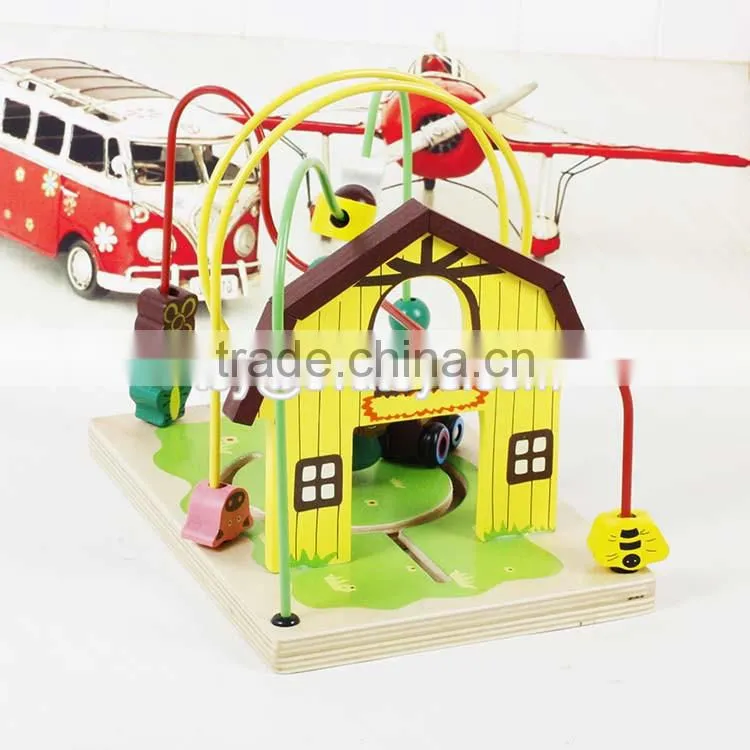 new design bead maze wooden kids roller coaster toy for education W11B141-S