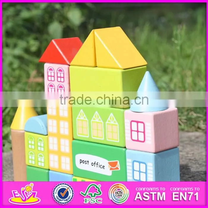 2017 new design 20 pieces model buildings kids wooden toy blocks W13A121