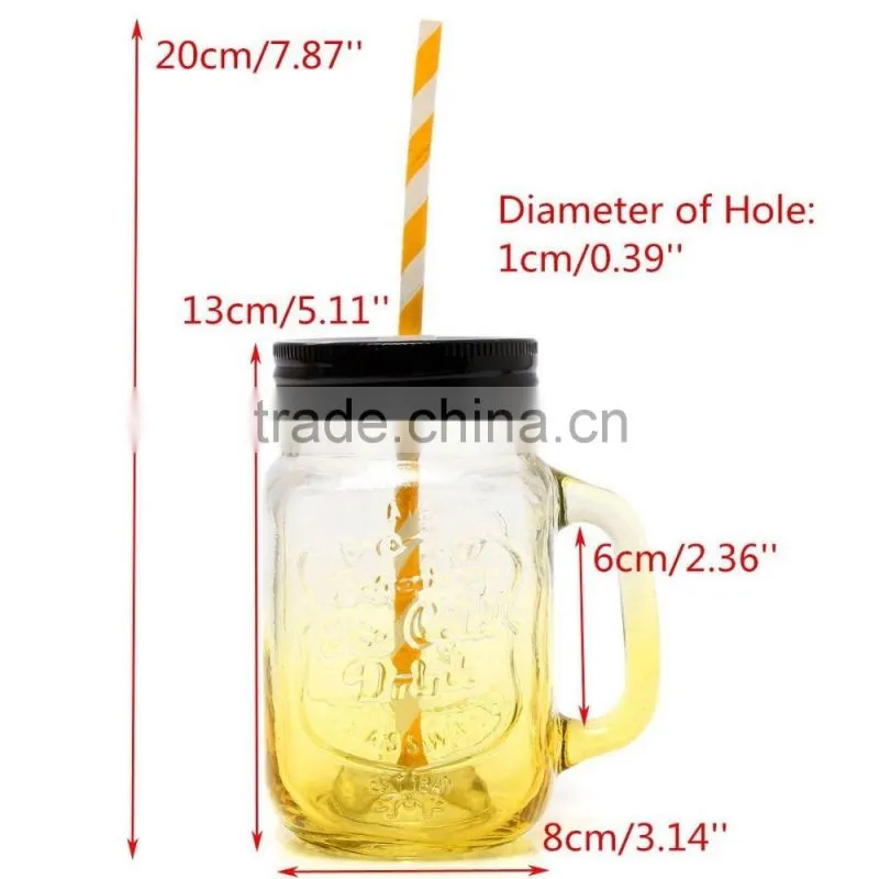The Glass 500ml Fashional Vintage Mason Glass Drinking Jar