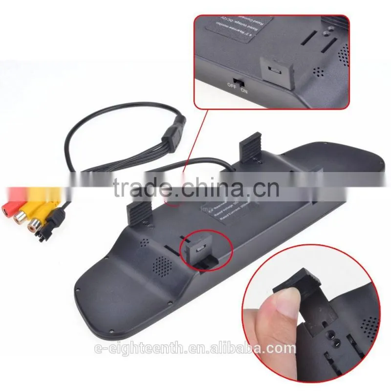 2016 4.3" LCD 4 Parking Sensors Camera Car Rearview Mirror Reverse Radar System