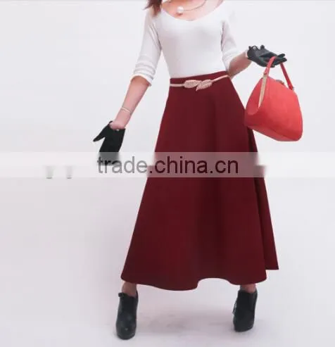 winter models wool blend skirts women high waist thick long skirts ladies wild woolen maxi skirt
