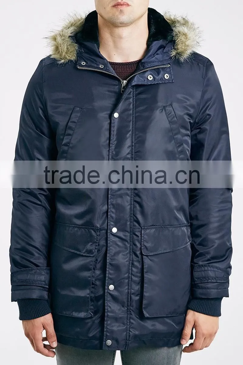 Custom warm fur-collar slim fit casual jacket unisex parka cotton padded winter jacket