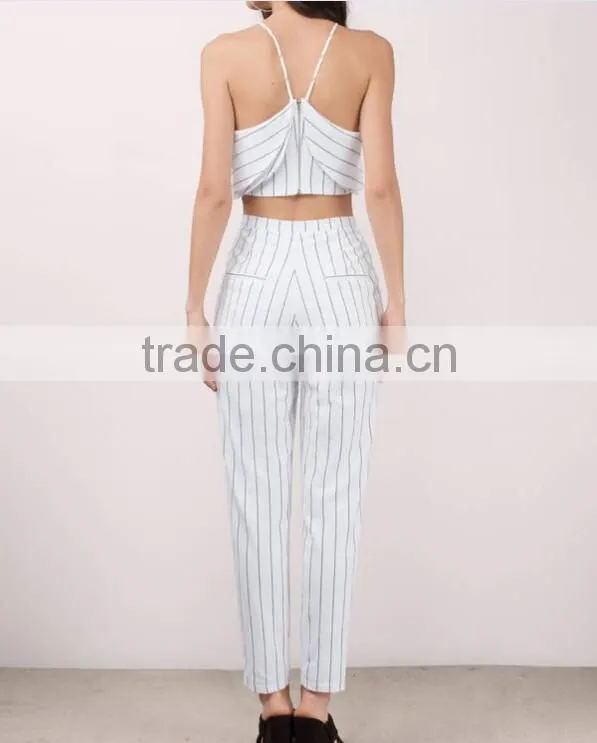 2017 Fashion Crop top and pant style women two piece set